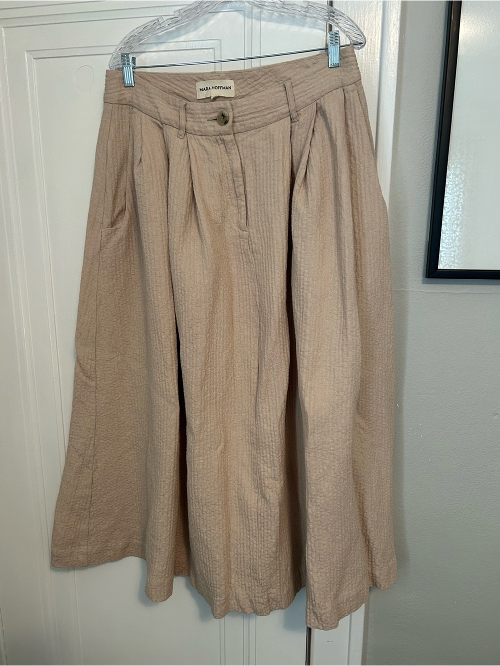 Mara Hoffman Pleated Midi Skirt- Size 14 - beige